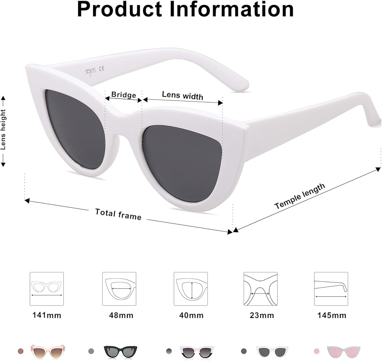 SOJOS Retro Small Vintage Cat Eye Sunglasses for Women Cute Fashion UV400 Sunnies SJ2939 - Image 5