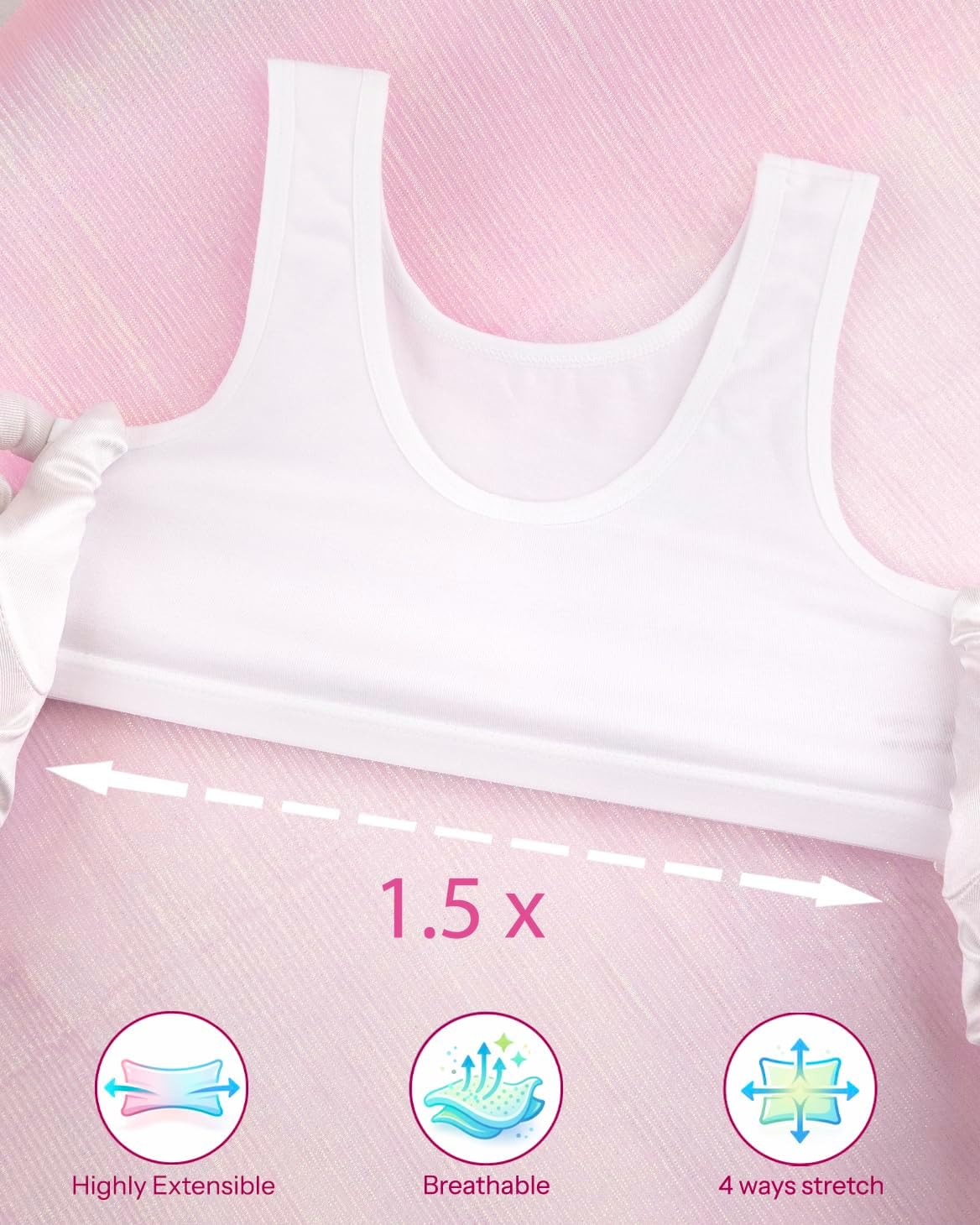 Donella Girls Training Bras - Soft Cotton Kids Sports Bra, 5 Pack Crop Tops