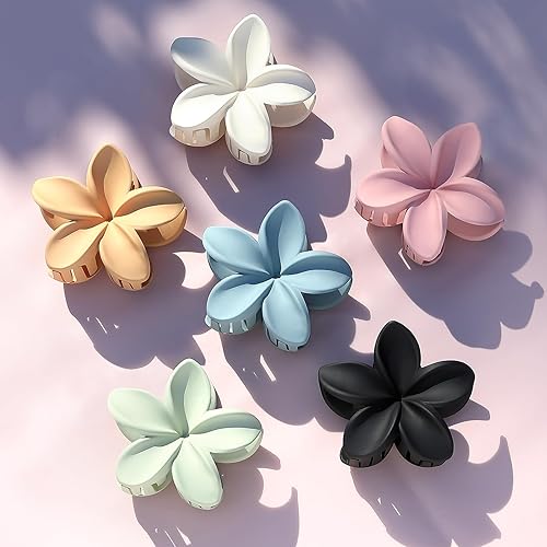 Miniatura 5 de Pinzas para el pelo de flores coloridas, 6 pinzas grandes de plumeria para cabello grueso y fino, accesorios de playa para mujeres y niñas