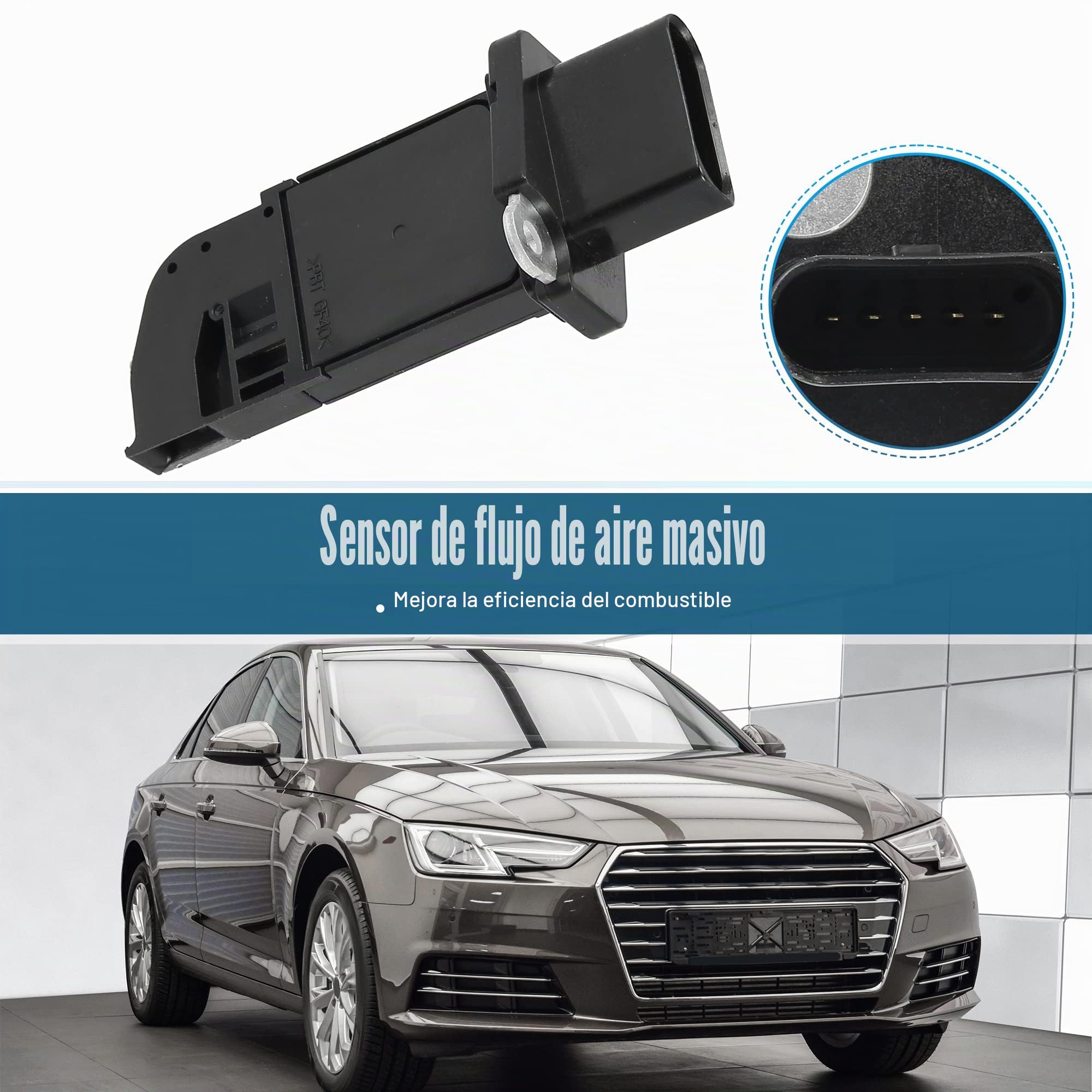 X AUTOHAUX Massa Aire Flujo Maf Sensor Para Audi Tts Quattro 09-10 | Negro, Aluminio Y Plástico, 5 Pasadores, 06F906461A, Para Audi A4/A3/Tt 05-10, Para Volkswagen Jetta 05-09, Passat 06-08