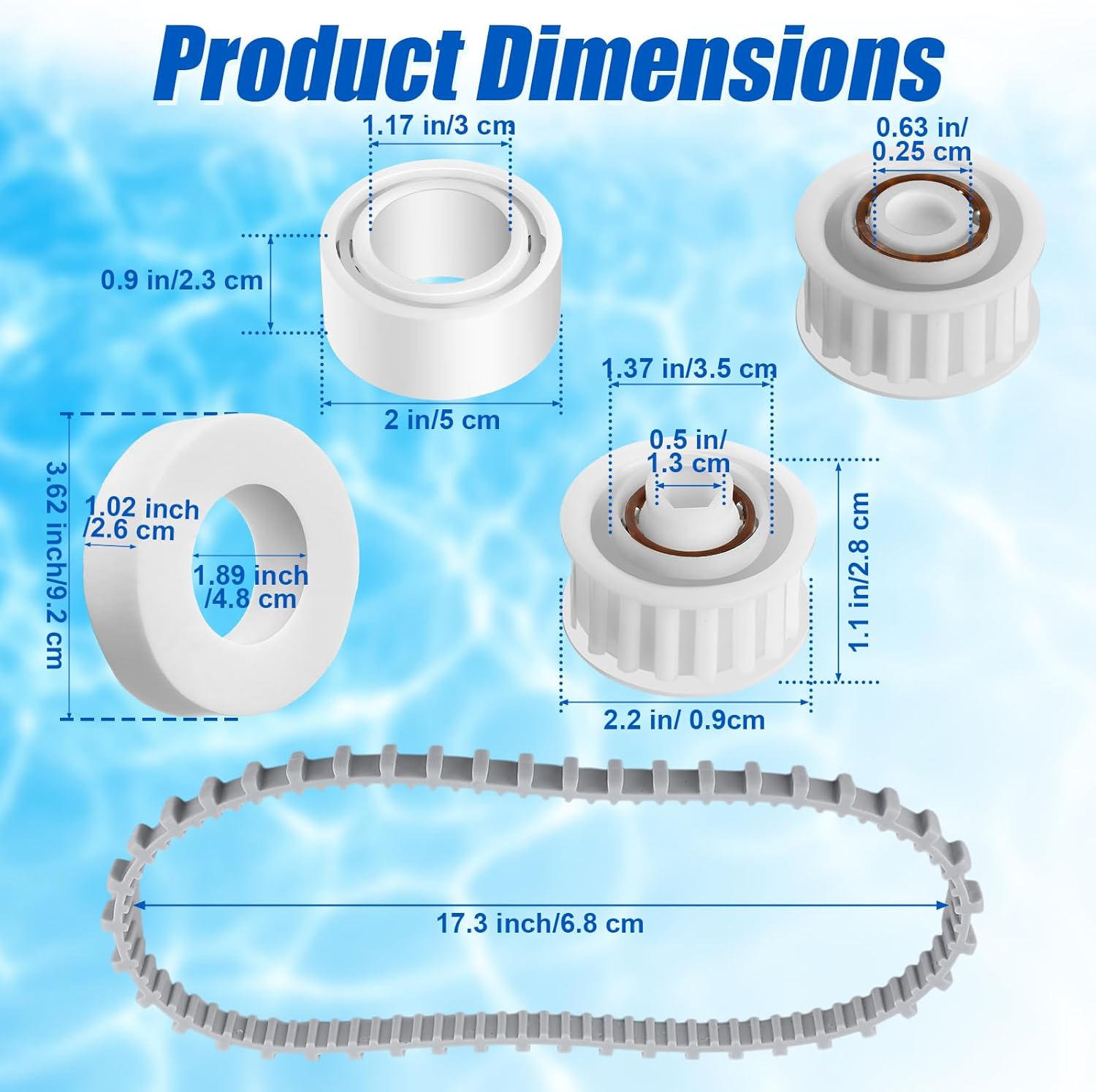 Menkxi 20 Pcs Pool Cleaner Parts Accessories 4 Pcs Climbing Rings Compatible with 6101611 R4, 2 Guide Wheels with 4 Pulley Gear Compatible with 3884997 R6 2 Pool Cleaner Track 8 Ultra Fine Filters