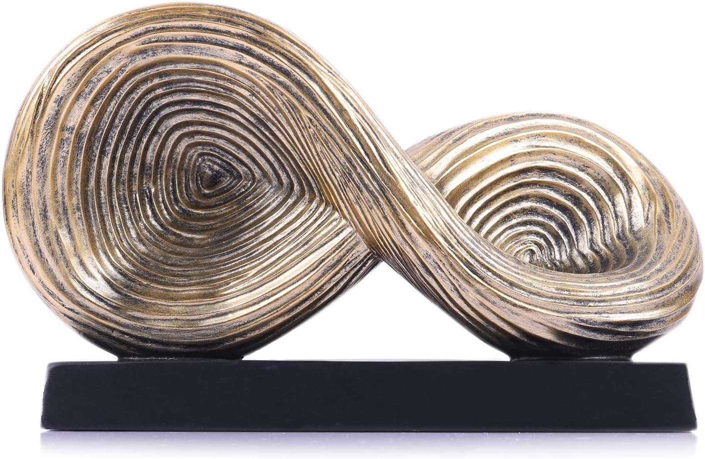 5.5‘’ Infinity Knot Sculpture - Abstract Decorative Object, Modern Infinity Loop Symbol for Home Decor, Knick Knacks for Shelves, Living Room Table, TV Stand, Geometric Coffee Table Statues(Gold)