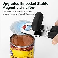 Vista 5 de Beneno Abrelatas manual resistente con tapa magnética levantador y abridor de botellas, abrelatas manual con agarre ergonómico suave, perilla