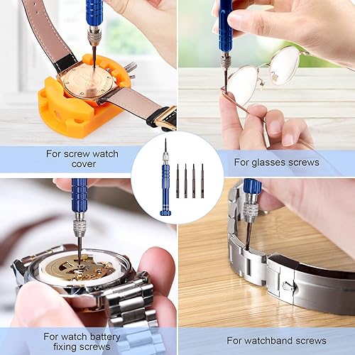 Vista 5 de JOREST Watch Repair Kit, for Watch Battery Replacement & Watch Link Removal and Resizing & Watch Opener, Watch Repair Screwdriver Set, Watch Wrench