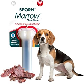 Sporn Marrow Medium Dog Chew Bone for Aggressive Chewers - Beef Jerky Flavor, Non-Edible, Durable Nylon, Promotes Dental Health, Gluten-Free, Safe, Aggressive Dog Chew Toys for Dogs