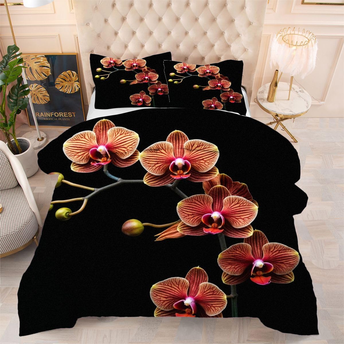 Couette 3D imprimé respirante 160x200 cm et taies d'oreiller pour literie adulte