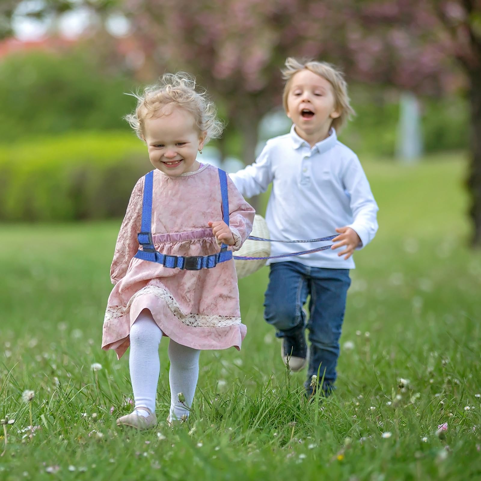 2 Stück Pferdegeschirr für Kinder, Blau Pferdeleine zum Spielen für Kinder, Pferdeleine Spielzeug Verstellbares Pferdegeschirr für Kinder für Spielen Skifahren Rollenspiel