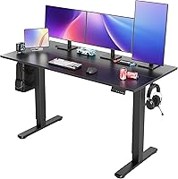 Vista 16 de YDN Escritorio eléctrico de pie, escritorio de pie de altura ajustable, 40 x 24 pulgadas, escritorios de oficina en casa, marco negro/parte superior