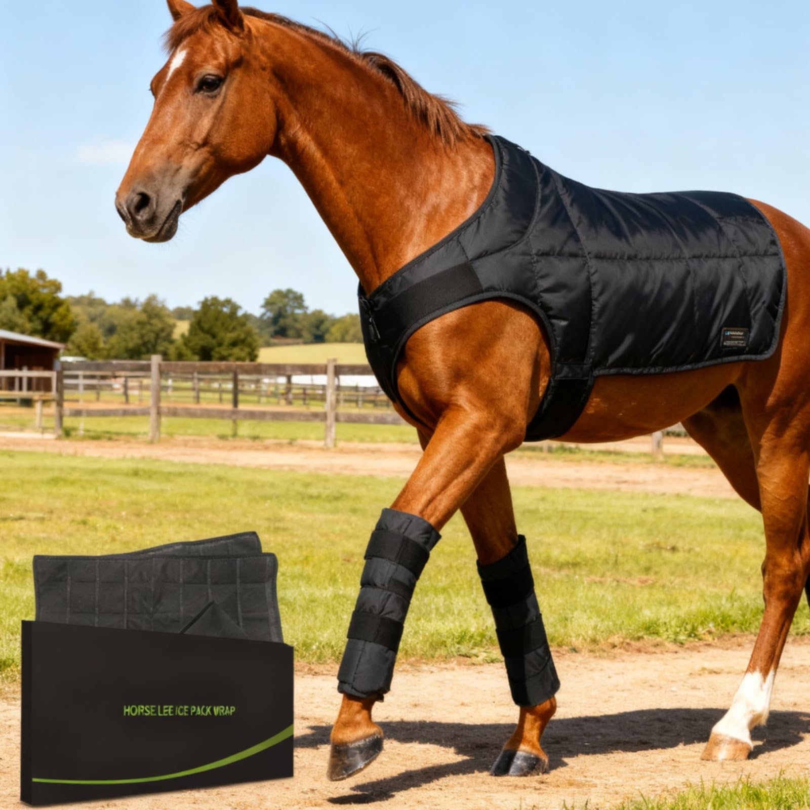Paquete de Hielo para Caballo: envolturas refrescantes para piernas para corvejón, Tobillo, Rodilla, piernas, Botas y pezuñas.