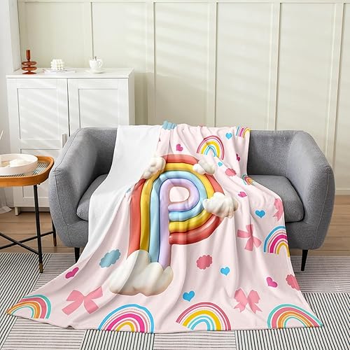 Miniatura 10 de Erosebridal Initial Letter N Fleece Throw Blanket 40"x50" - Ultra-Soft for Couch Sofa Bed,Monogrammed Flannel Blanket,Kids Kawaii Bows Fuzzy Plush