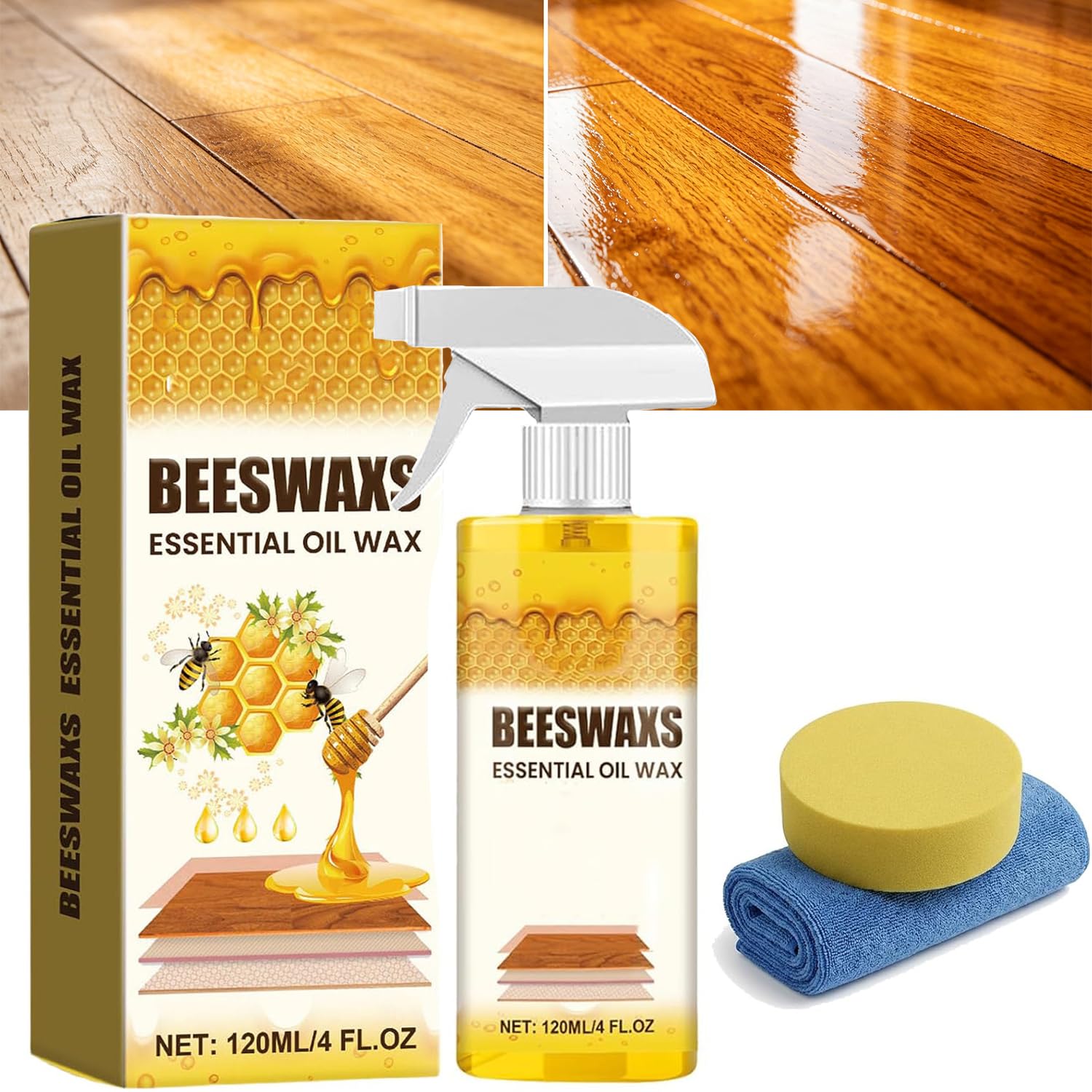 Beeswax Wood Polish Spray,2026 Upgrade Natural Beeswax Repairing and Care Spray,Multi-Purpose Furniture Polish, Wood Cleaner Repairing and Care Sprays, Restores Shine & Removes Scratches (1PCS)