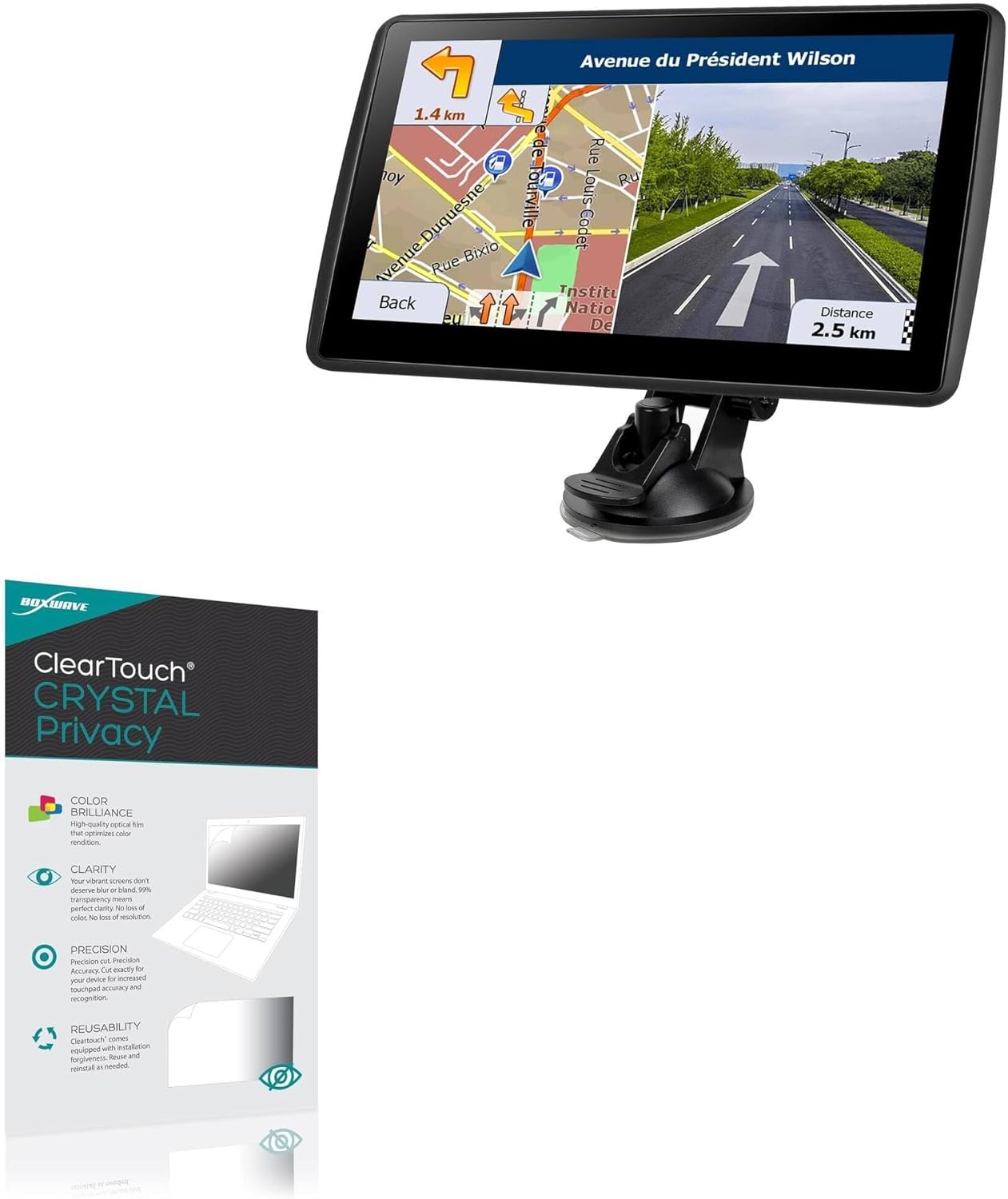 BoxWave Screen Protector Compatible with GIFEHU GPS Navigator for Car Truck RV- 2024 Map (7 in) - ClearTouch Crystal Privacy (2-Pack), Privacy Screen Protector Flexible Film Clear