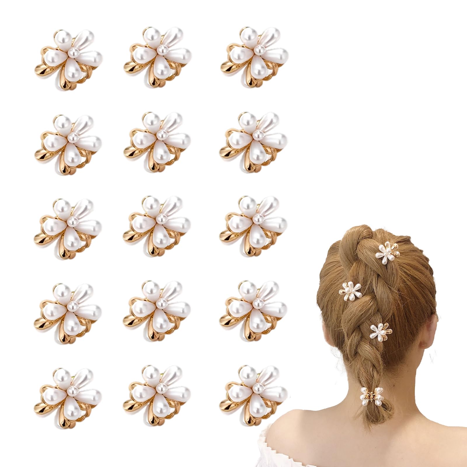 Pearl Hair Clip-Homiladi 15PCS White Pearl Hair Clips for Girls with Floral Design Vintage-Inspired Flower Girl Hair Accessories for Women Wedding Bridal Prom