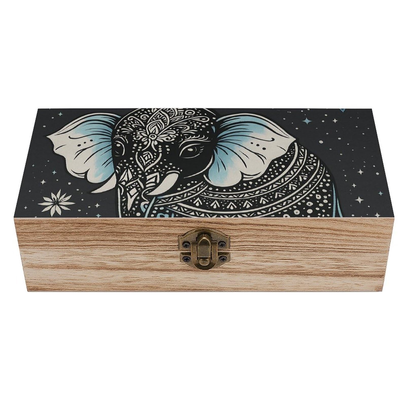 Oudrspo Mandala Elephant And Flower Retro Wooden Storage Box Keepsake Jewelry Decorative Art Storages Box Gift Boxs