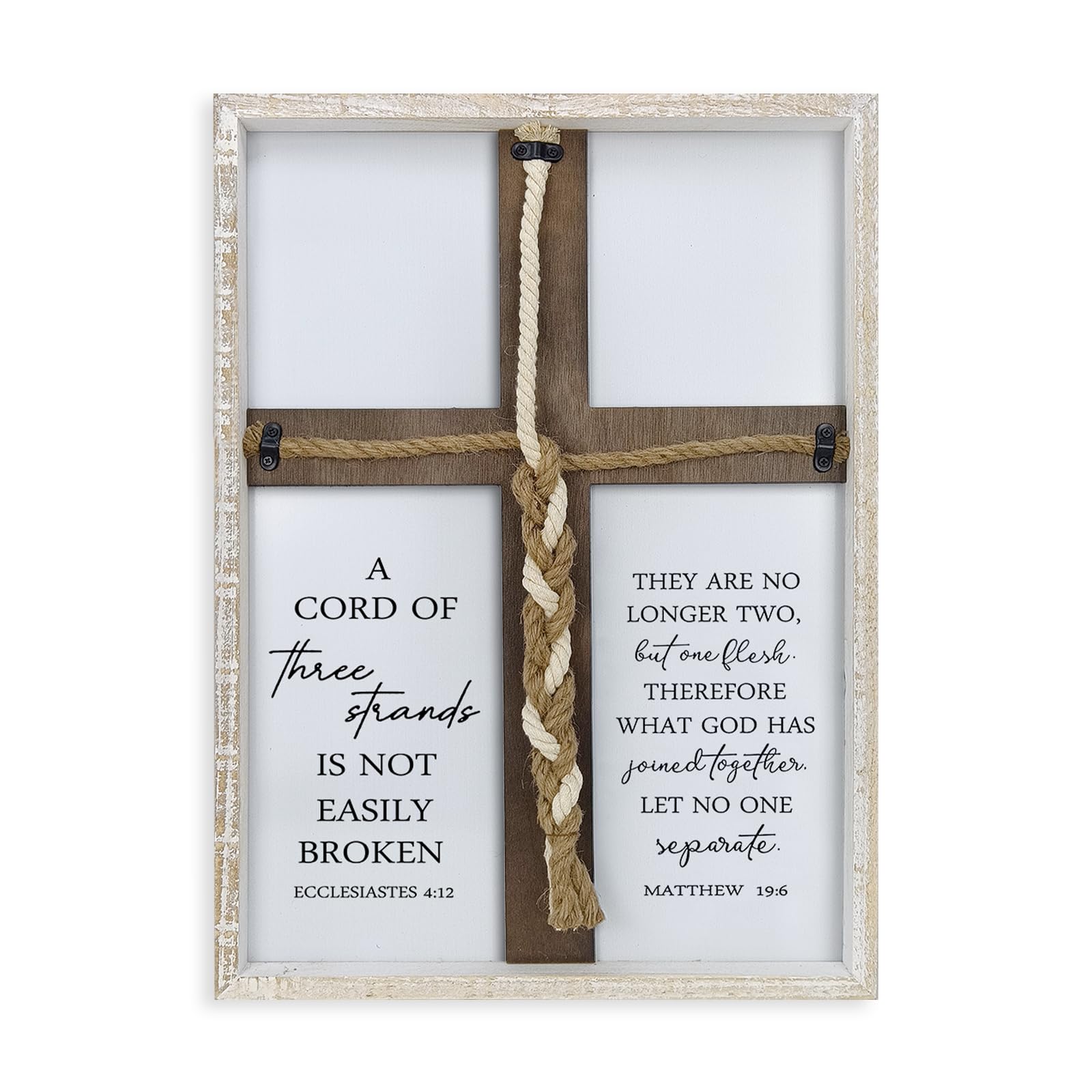 Un cordón de tres hebras de letrero de boda de 22 x 16 pulgadas, tres hebras de cruz de unidad, decoración de pared, aniversario, regalos religiosos para parejas, cruz para trenzar o atar el nudo de