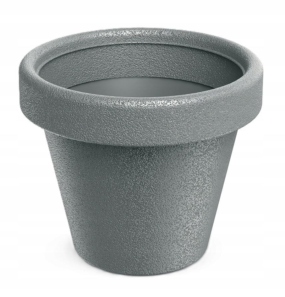Pot de fleurs rond en plastique gris DomoDomo 23,8 cm léger