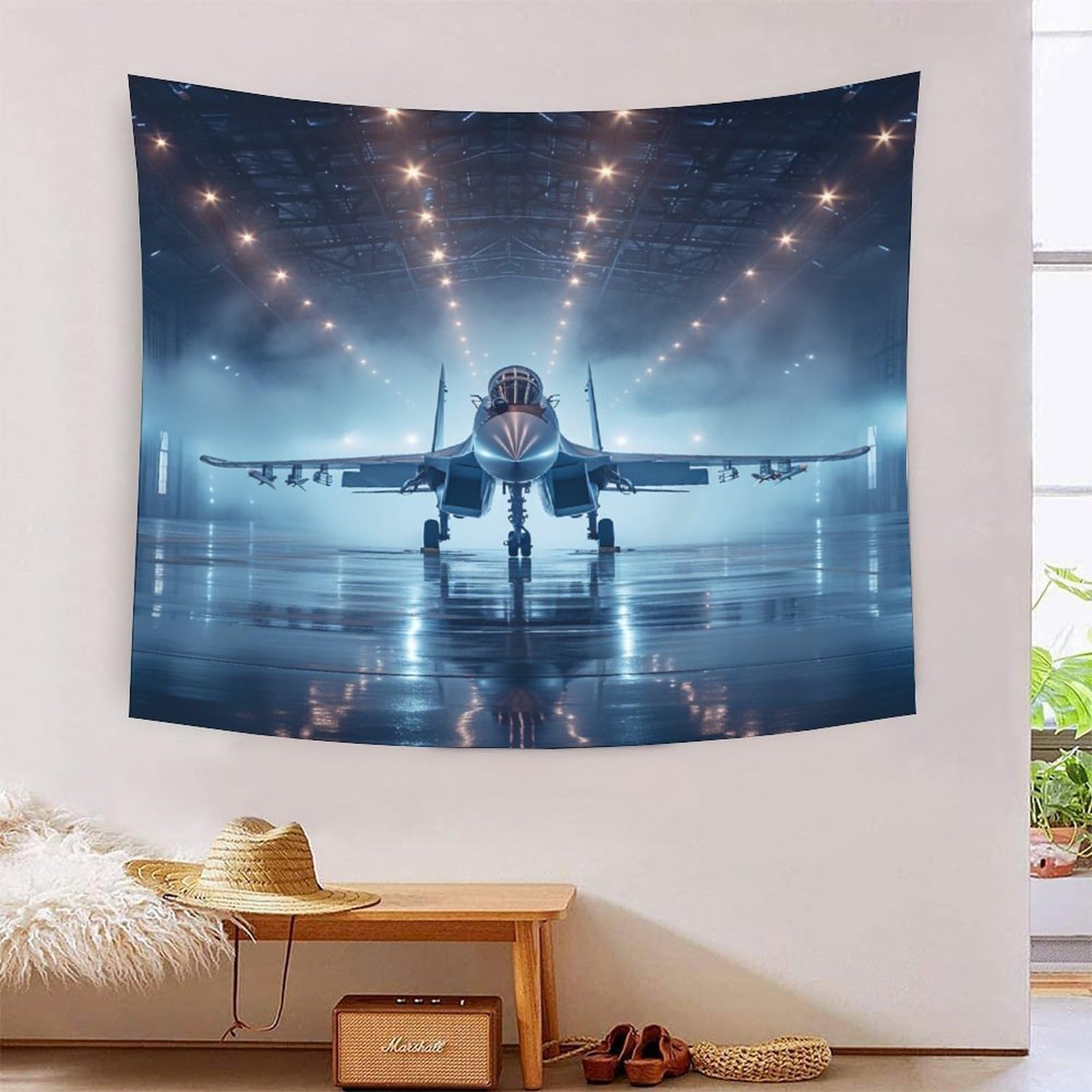 Couverture murale avion de chasse 3D en polyester doux et lavable maison