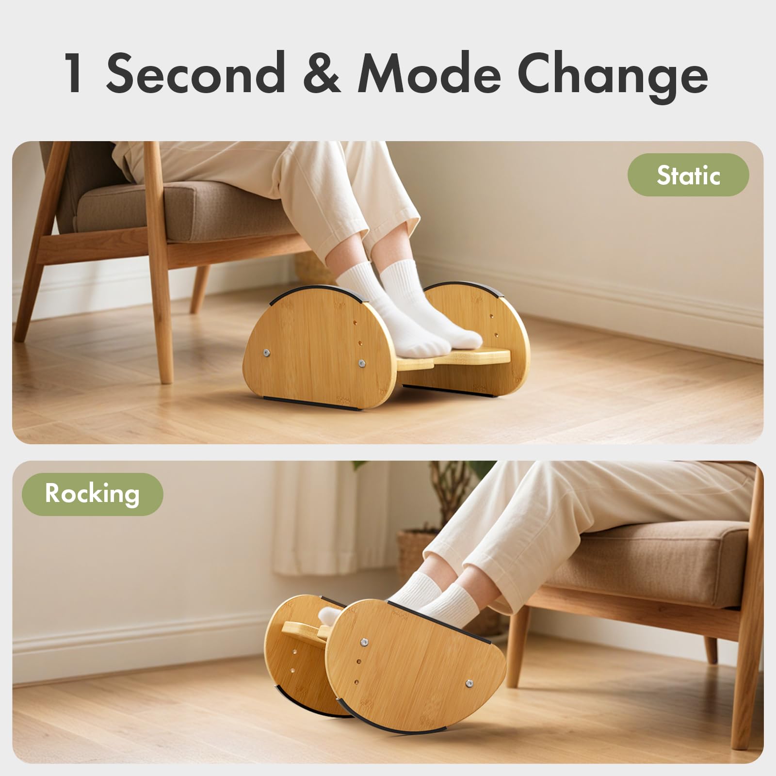 Snapklik.com : Bamboo Foot Rest For Under Desk At Work, 2-in-1 ...