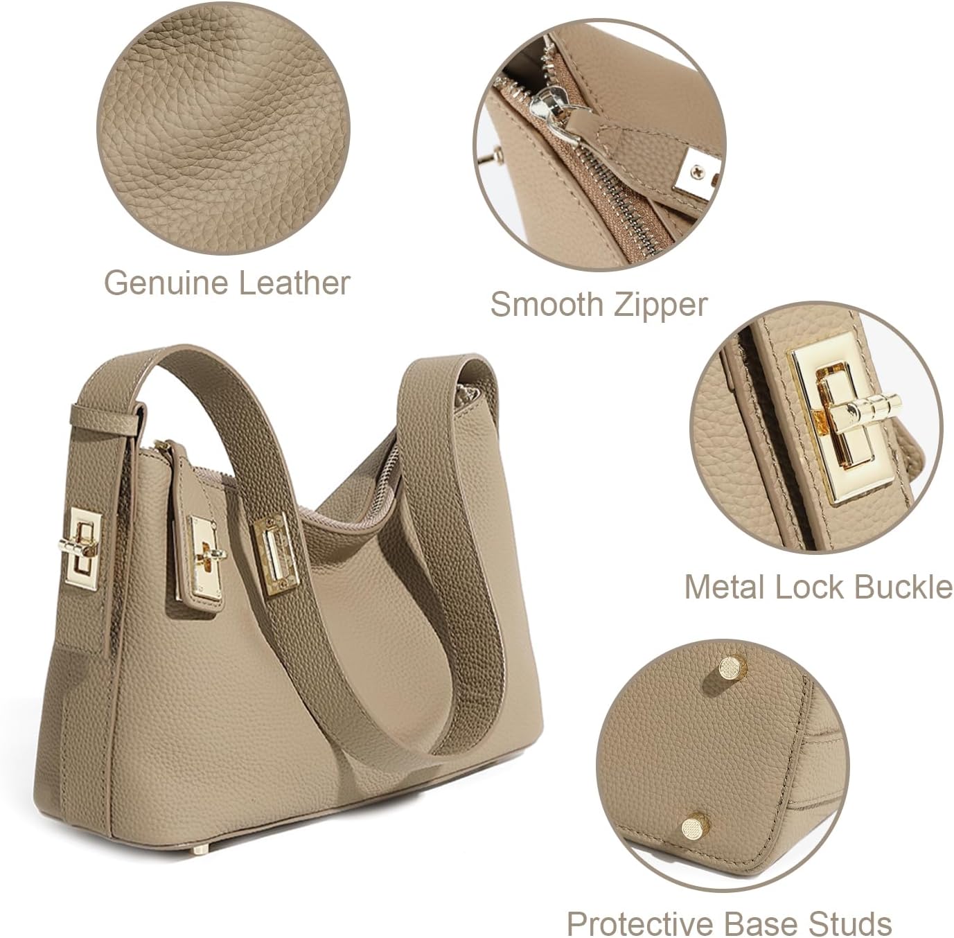 Leather Hobo Bag for Women - Adjustable Slouchy Handbag with Secure Zip & Multi-Way Strap - Image 4