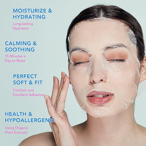 Miniatura 3 de Paquete de 48 mascarillas faciales de hoja de colágeno, extracto de plantas e hialuronato de sodio, cuidado eficaz para todo tipo de piel,