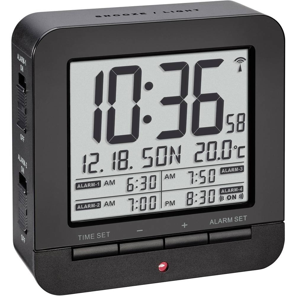 TFA Dostmann 60.2536 radio despertador digital con 4 tiempos de alarma (Negro)