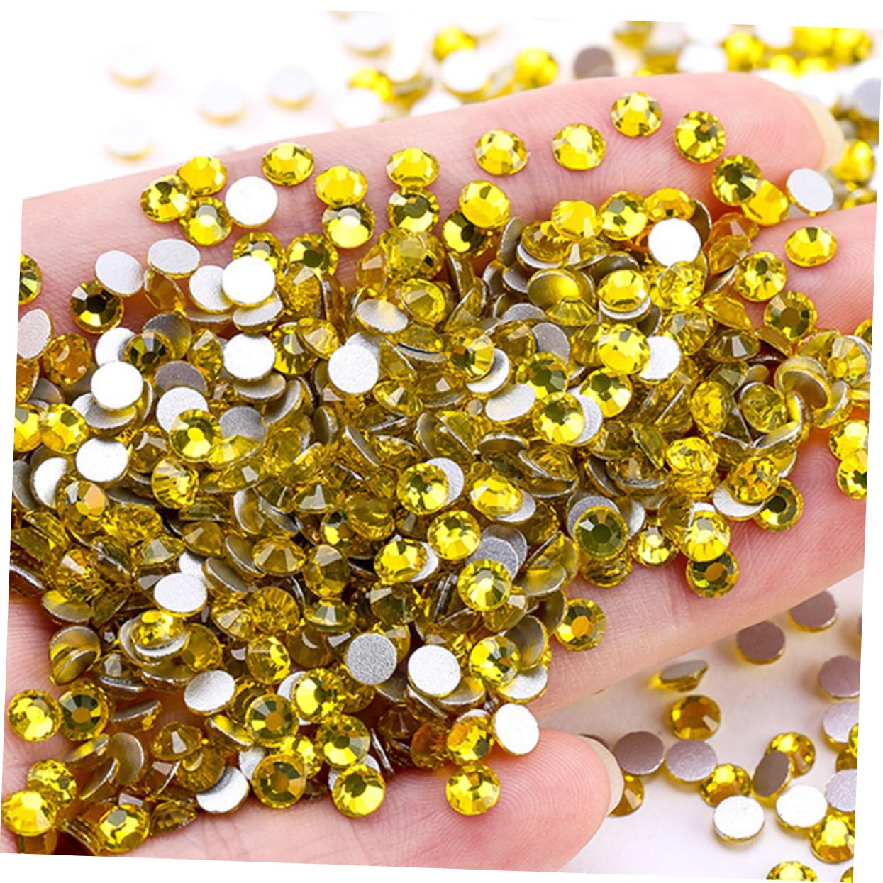 NUOBESTY 14400piezas Cristales Para Uñas Decoraciones De Nail Art Brillantes De Vidrio Suministros Para Manicura Color Limón