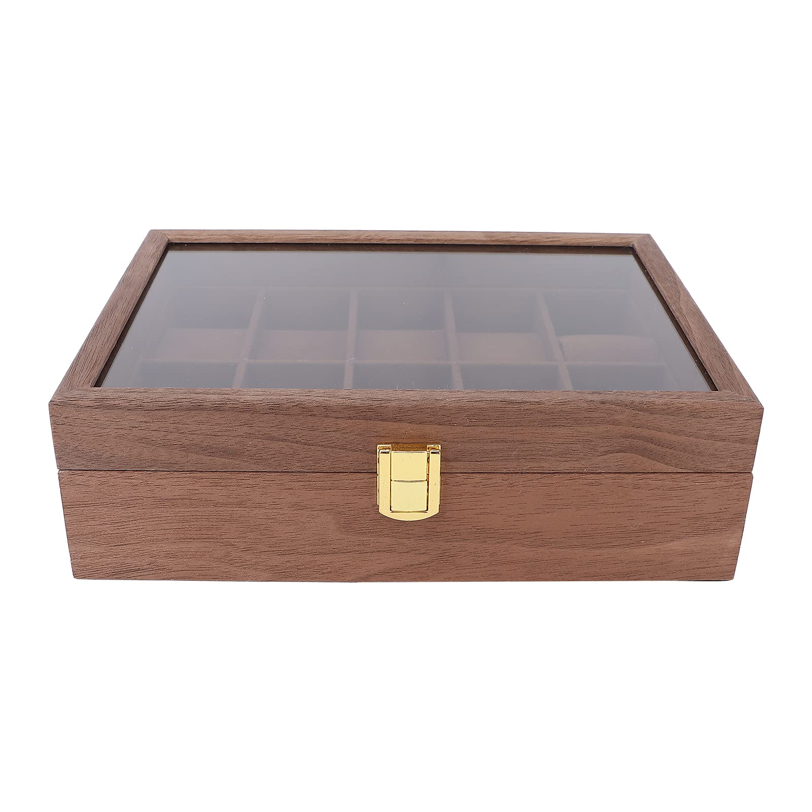 Caja para Relojes con Tapa Transparente y 10 Compartimentos para Almacenamiento de Joyas y Relojes, Terciopelo Cuero PU de Primera Calidad, 26,5 X 20 X 8 Cm