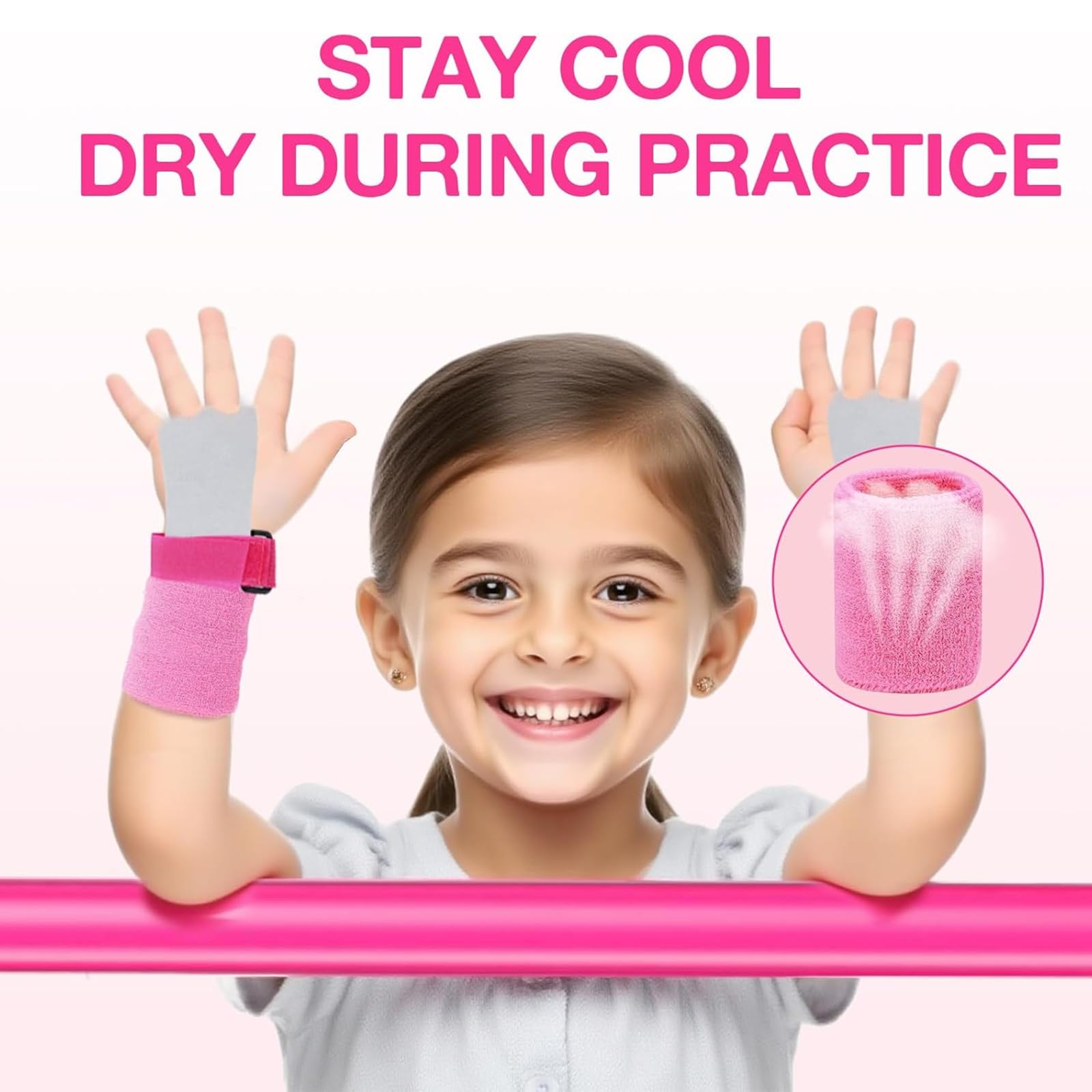 Paracalli Ginnastica Artistica, Set di Polsini da Ginnastica, Palm Protector Grips, Manopole da Paracalli Artistica Bambina, Bodybuilding, per Esercizio Bambini Ragazzi(Rosa)