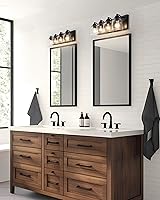 Vista 9 de Vanity Lights for Bathroom Large 31.5", Farmhouse Rustic Vanity Light with Bubble Glass Shades, Black 4 Light Bathroom Lighting Fixtures Over