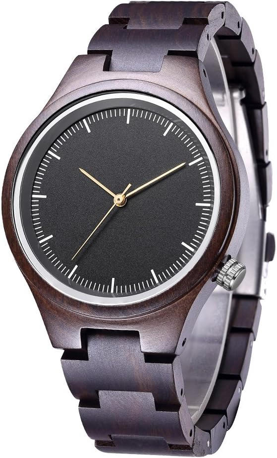 Women’s Wooden Watch Handmade Analog Quartz Wristwatches Black for Unisex Dress Watch all Wooden Watches