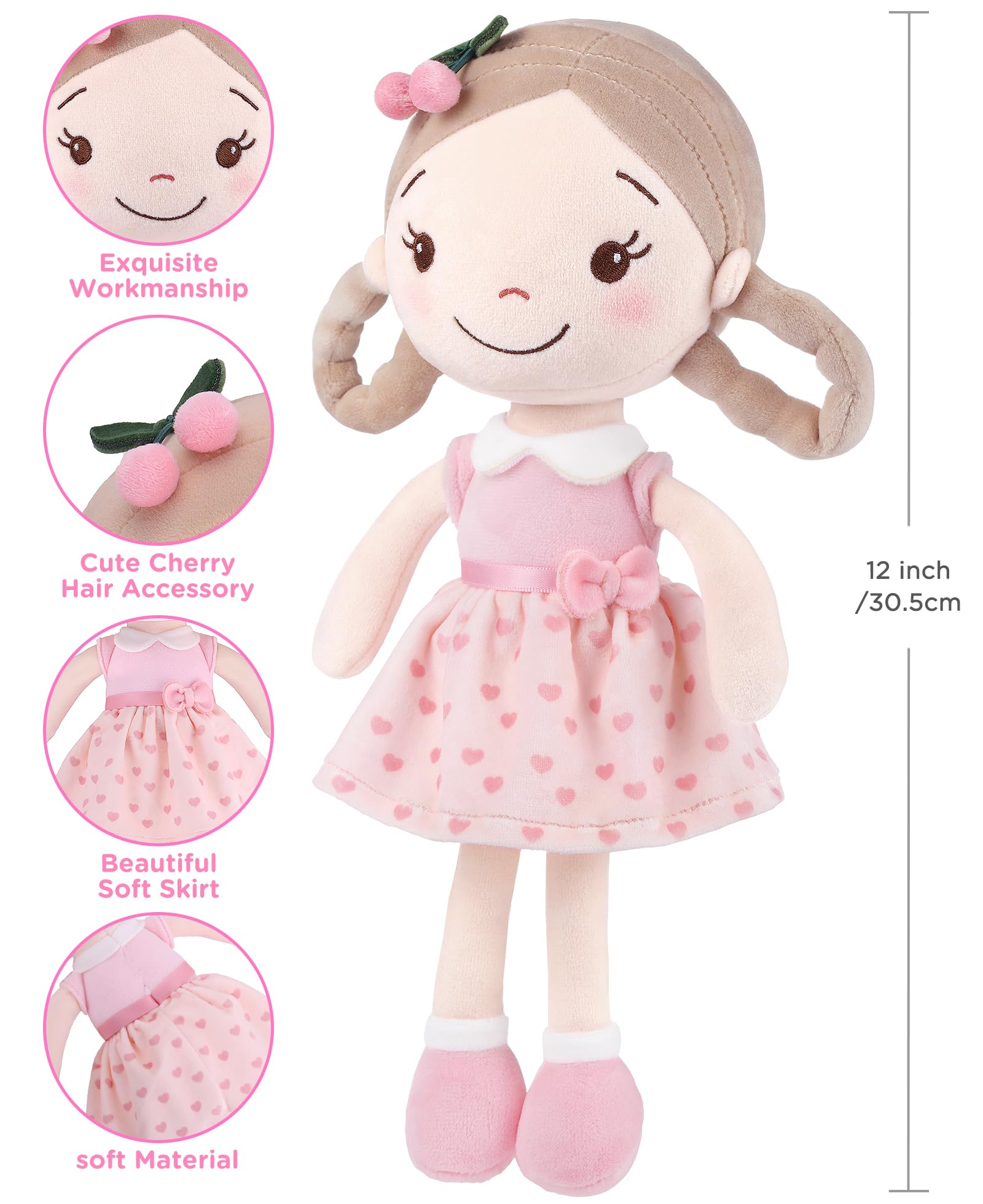 GAGAKU Bambola di peluche morbida per bambine - Il mio primo regalo di bambola per bambine, bambine e neonati, bambola di pezza lavabile in lavatrice