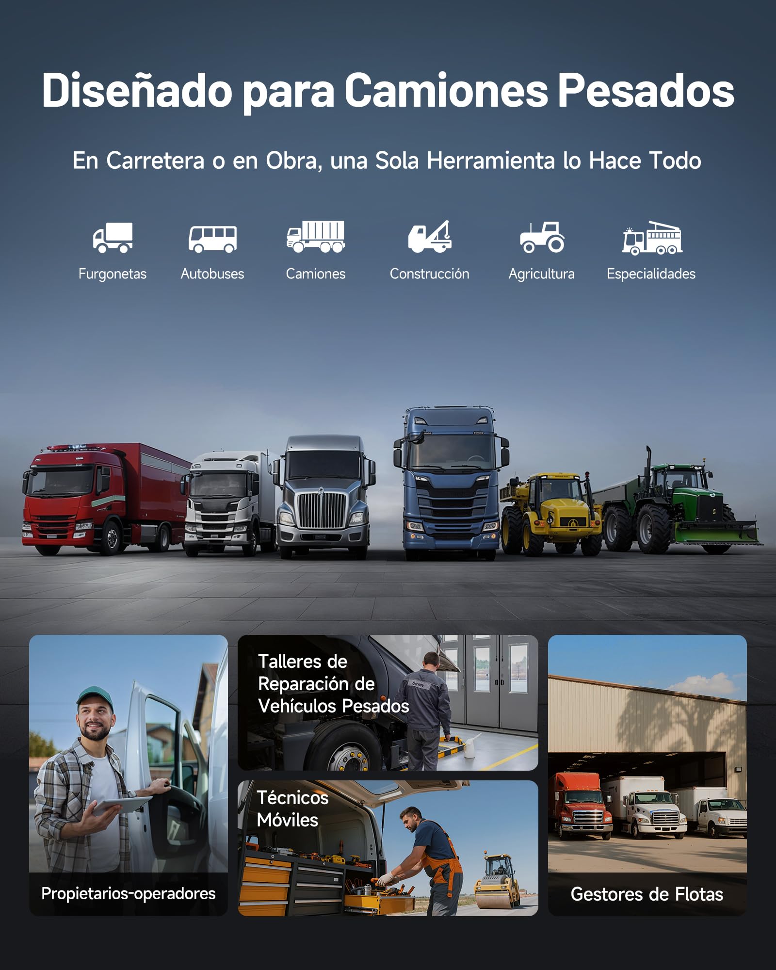 TOPDON ArtiDiag HD OBD2 Diesel y Gasolina Herramiento de Diagnóstico para Vehículos Pesados ​​Motores Diésel, 10 Servicios: DPF, Límite de Aceite/Velocidad, OBD/EOBD HD, Actualizaciones 2 Años