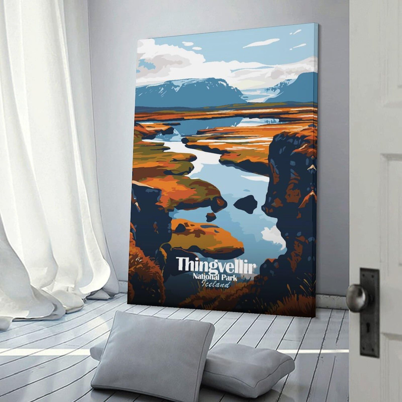 Junmoney Room Decor Wall Art Thingvellir National Park Iceland Landscape, 20x30inch(50x75cm), for Wall Displays, Bedrooms Or Room Updates, An Easy Match for Collected Prints