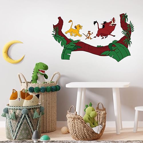 Decoración de pared para habitación de niños, calcomanías de pared de dibujos animados de león de vinilo, lindas calcomanías de pared de león para