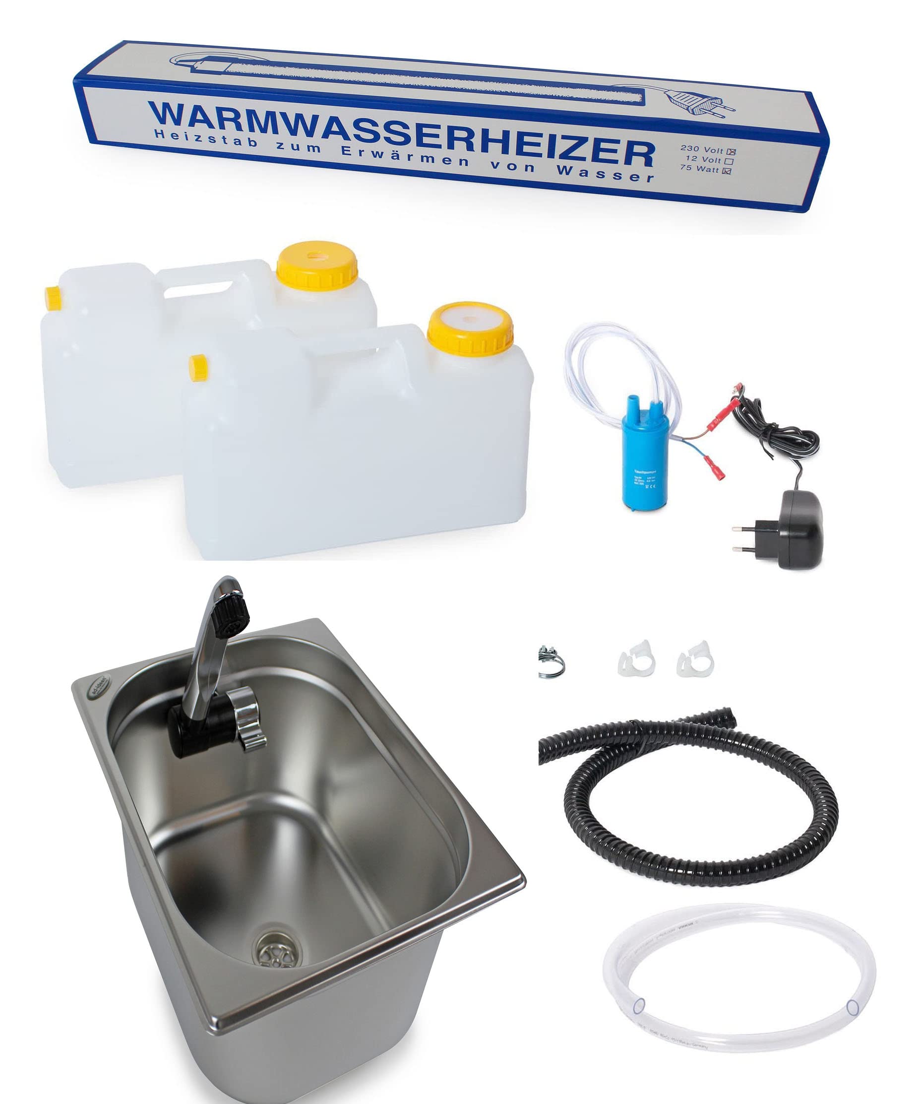 230 Volt Warmwasser Wasserversorgung Miniküche Küchenblock Reiseküche Wohnmobil Bus VW T3 T4 T5 325x265x150 mm integriert London(ad-ideen)