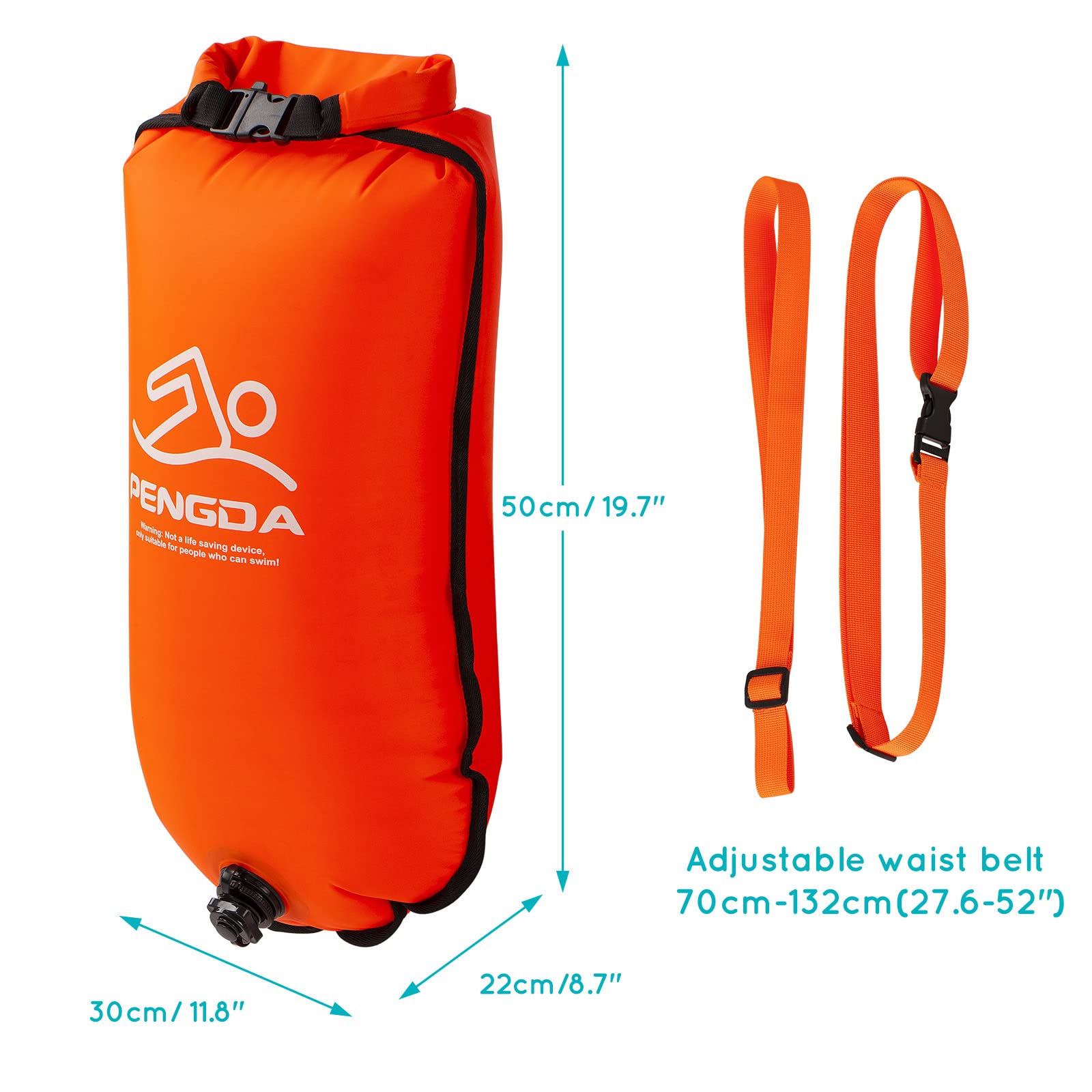 PENGDA Schwimmboje 25L Wasserdichter Trockensack Sicherheit Schwimmen Open Water und Triathlon Swimming Buoy, Swim Bubble für Kajakfahrer Freiwasser-Triathleten, Surfer, Schwimmen, Bootfahre