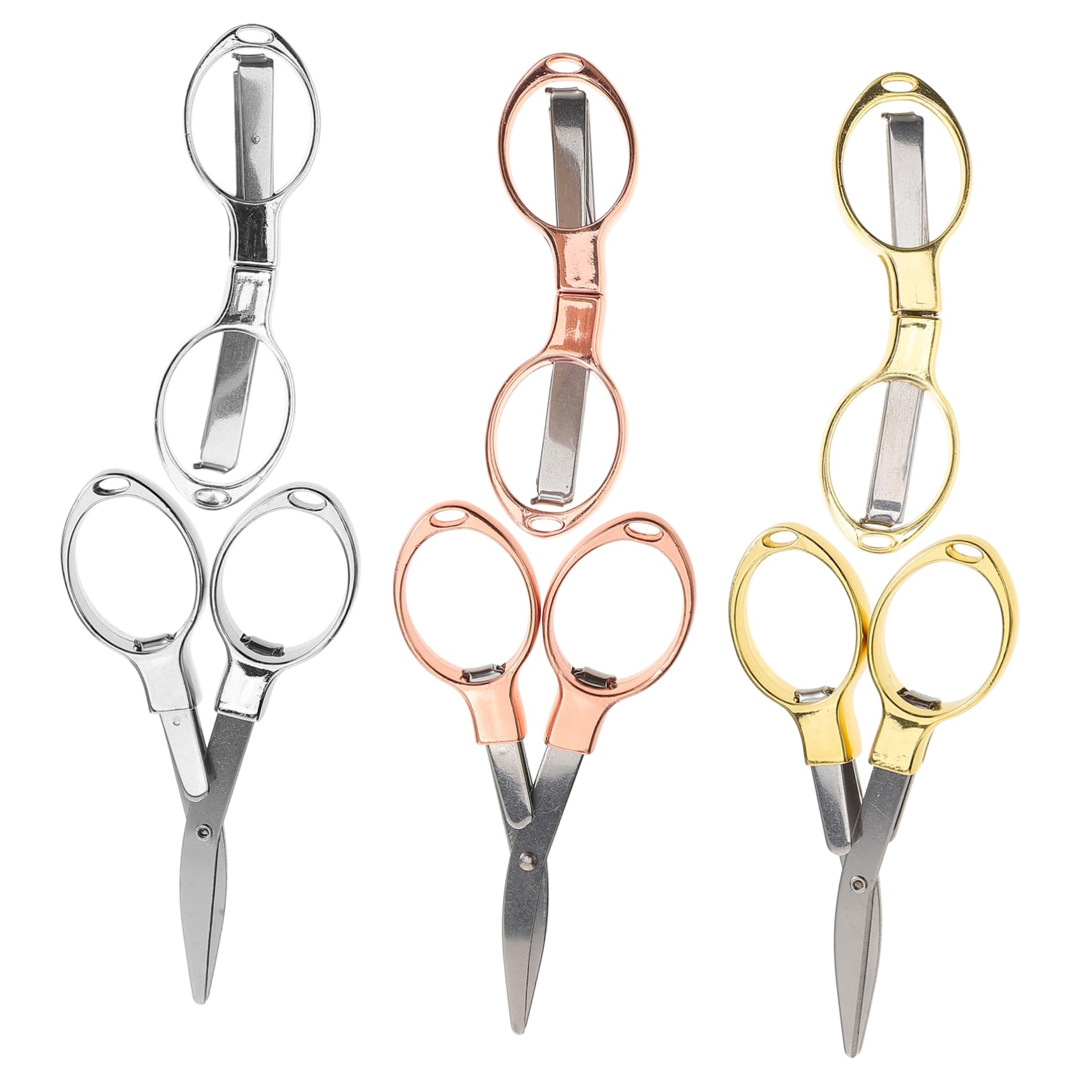 Lurrose 12stücke Faltbare Scheren Aus Metall Ergonomische Tragbare Kleine Bastelscheren Für Zuhause Reisen Und Handarbeiten Roségold