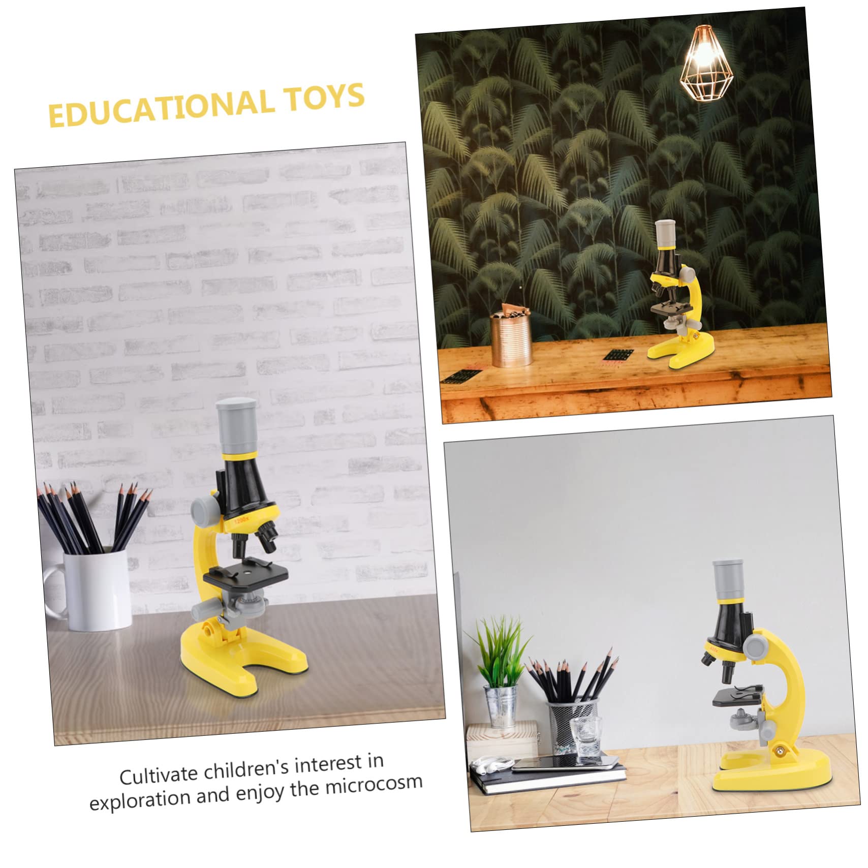 Kisangel 1Set Microscope Science Experiment Kit Yellow Magnifier for Beginner Friendly Exploration Tool for Outdoor and Indoor Use Present for