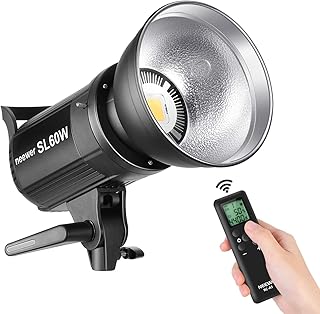 Neewer SL-60W LED Video Light White 5600K Version, 60W CRI 95+, TLCI 90+ with Remote Control and Reflector, Continuous Lighting Bowens Mount for Video Recording, Children Photography, Outdoor Shooting