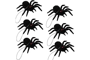Spider with Hairy Texture Halloween Decorations (Pack of 6)