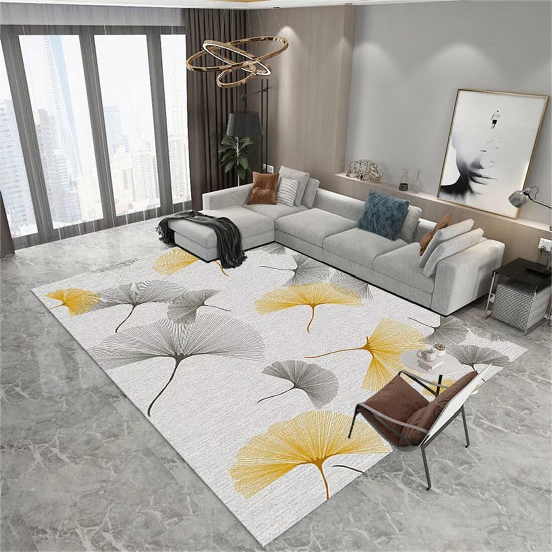 Tapis super doux ginkgo jaune pour attenuer bruit de salle