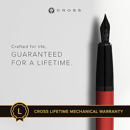 Miniatura 3 de Cross Bailey - Pluma estilográfica de laca roja mate con detalles de PVD negro pulido, punta mediana