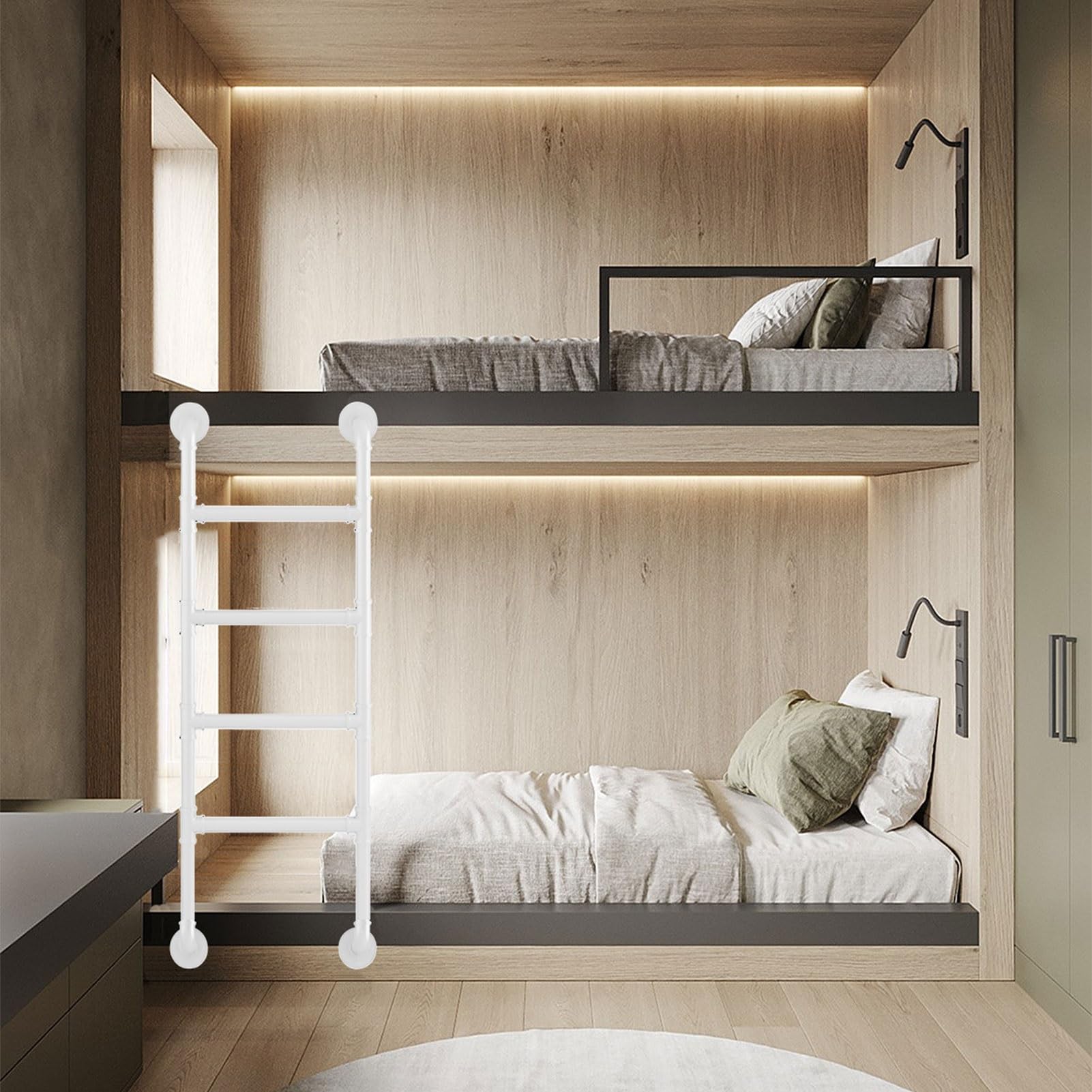 Escalera robusta para literas resistente de 3 a 5 peldaños de pared