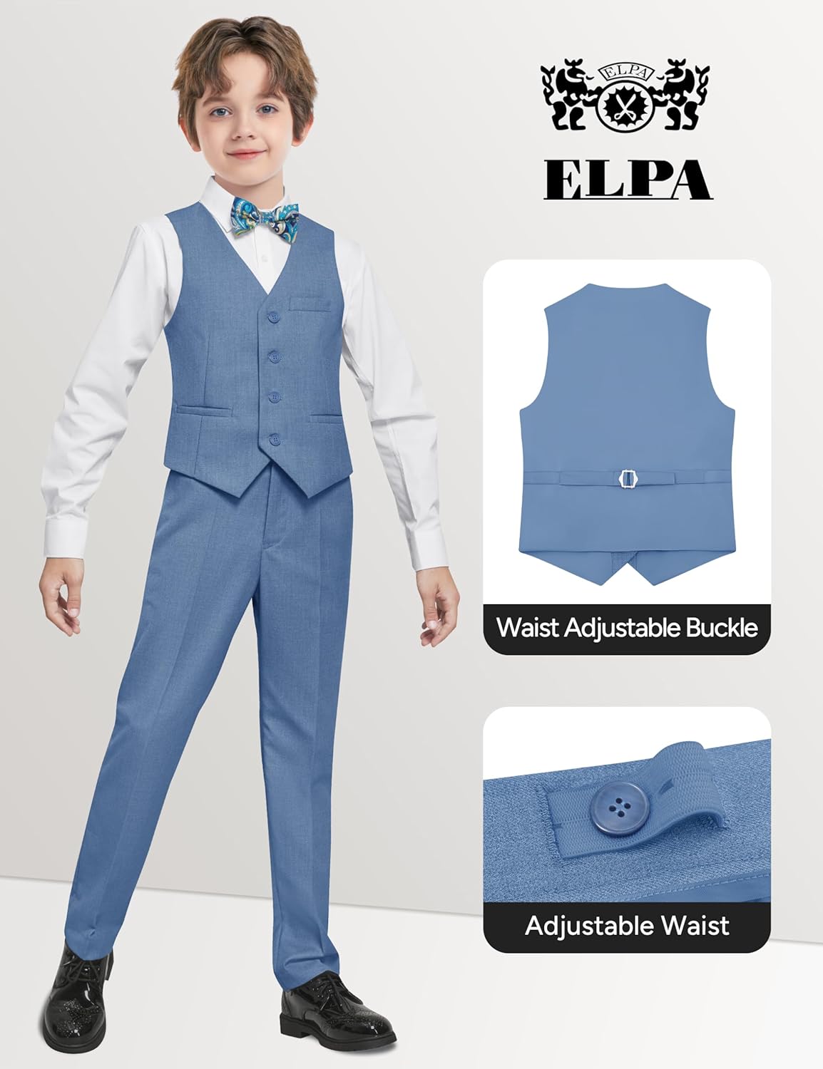 ELPA ELPA BORN FOR ALL WONDERFUL THINGS Boys' Formal Suit Vest Set with Suspenders