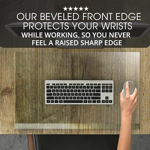 Miniatura 2 de Almohadilla de escritorio de vidrio templado personalizada con borde biselado exclusivo  Protector de escritorio de vidrio de 20 x 30 pulgadas