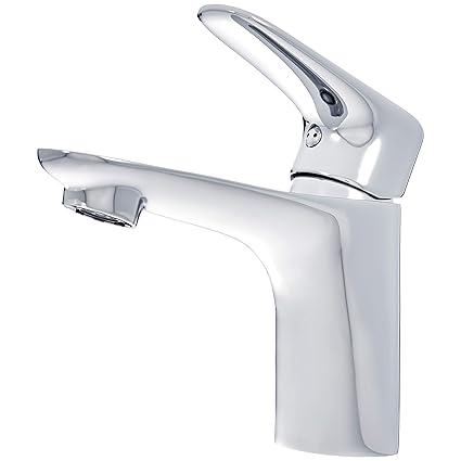 AmazonBasics Brass Standard Basin Tap Mixer - Polished Chrome Finish