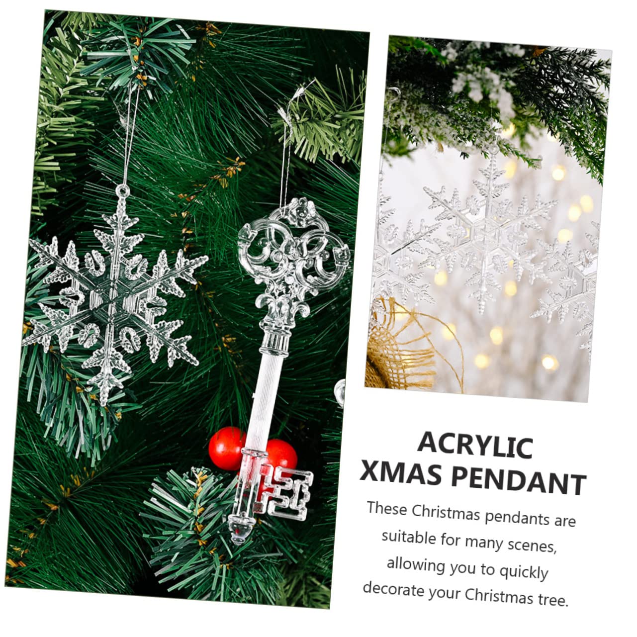 Zerodeko 6 Juegos Colgante De De Nieve Transparente Colgantes Navideños Christmas Tree Decoración Navideña Árbol De Navidad Decoración De Navidad Adorno Exquisito Acrílico 13 Uds * 6