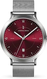 Berlin Zeitgeist Automatik Uhr Silver Bordeaux – hochwertige Herrenuhr aus silbernem Chirurgenstahl mit einem Automatikwerk & Saphirglas – 42,5 mm