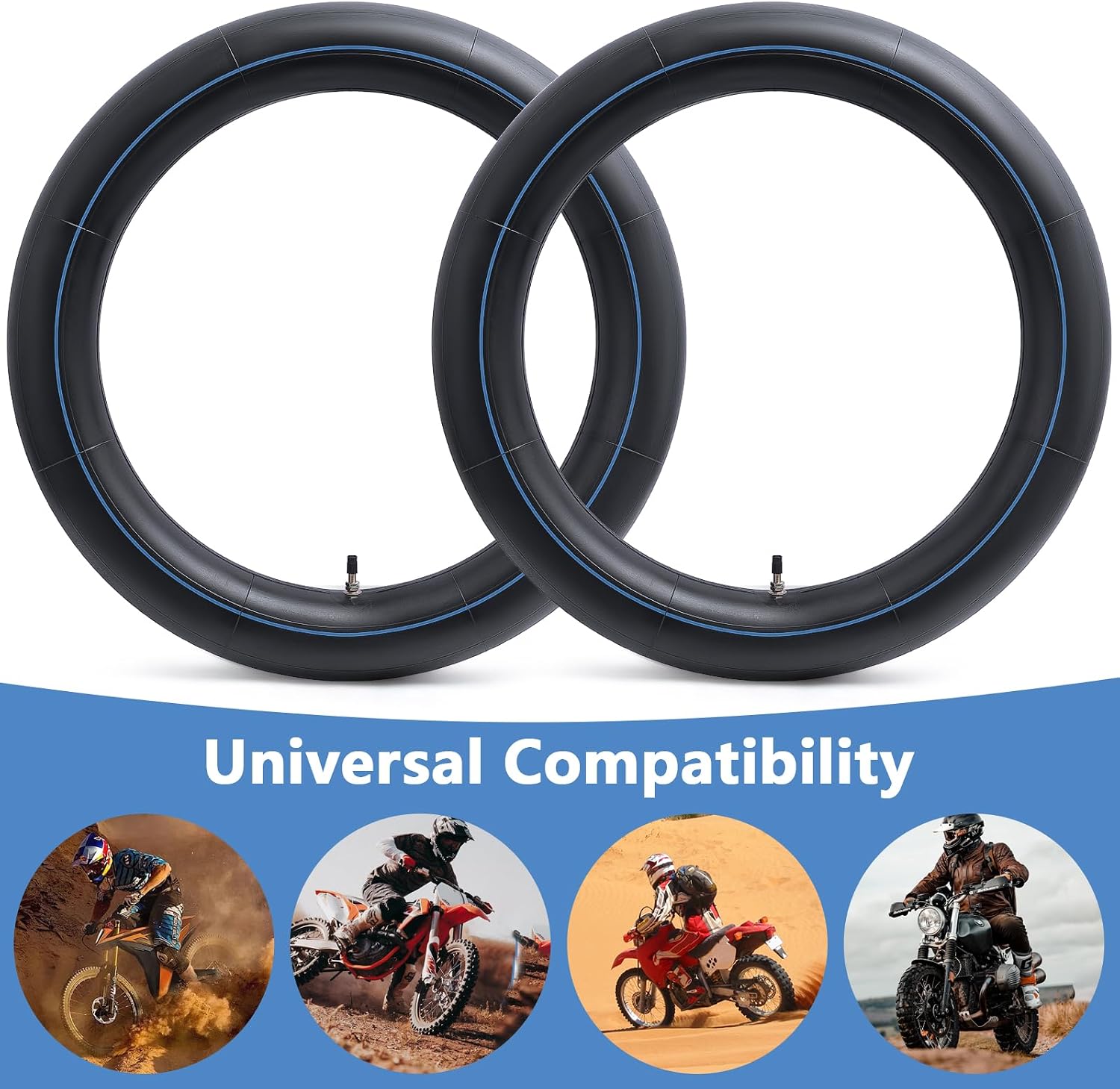 2-PCS 3.50/4.10-18 TR4 Straight Valve Heavy Duty Butyl Rubber Dirt Bike Motorcycle Replacement Inner Tubes Compatible with 3.50/4.10-18, 3.5-10, 4.10-18 Pit Bike Front/Rear Tire Tubes