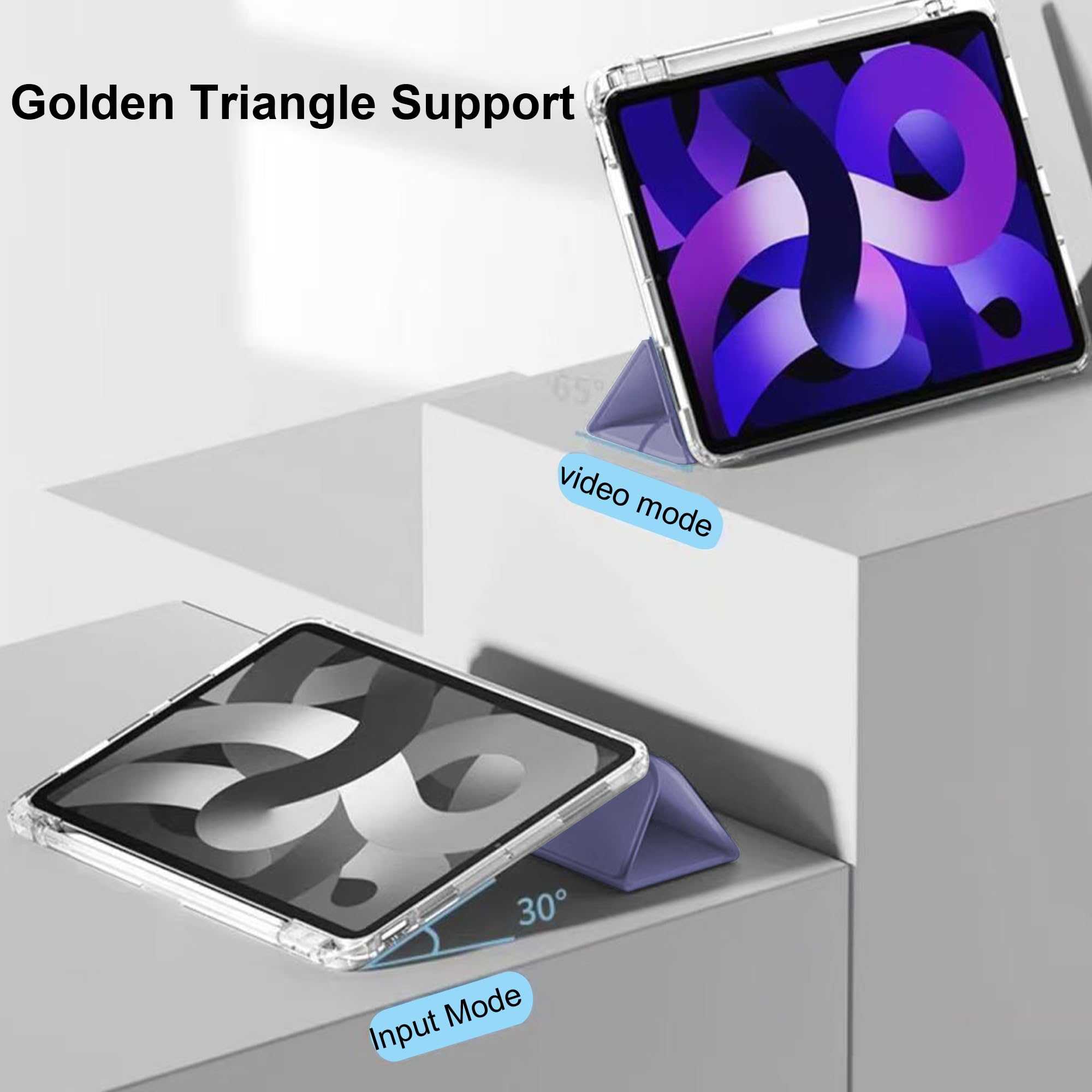 Custodia Per Lenovo Idea Tab 11 Con Vetro Temperato + Porta Penna – Trasparente, Antiurto E Risveglio Automatico (Viola)